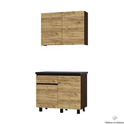 Лофт 1 м кухонный гарнитур Крафт/Венге столешница 38 мм черный мрамор