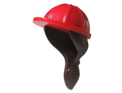 Minifigure, Headgear Helmet Construction with Molded Dark Brown Ponytail Hair Pattern, Red (16178pb01 / 6057738 / 6173572 / 6403253)