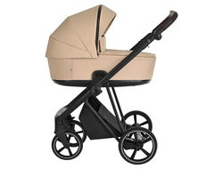 Коляска 3в1 Roan Sol кожа Caramel/Black (руч.Тем.коричневый)
