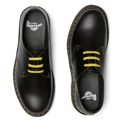 Ботинки Dr. Martens 1461 женские с желтым шнурком черные женские