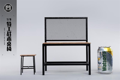 Стол и табурет 1/6 (деревянные) - КОЛЛЕКЦИОННАЯ ДИОРАМА 1/6 Agent Tactical Desk and Chair (M2419) - MMMTOYS