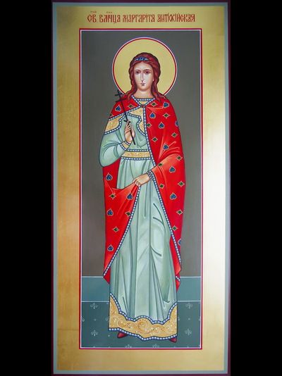 Маргарита Антиохийская, Святая великомученица. Рукописная мерная икона.