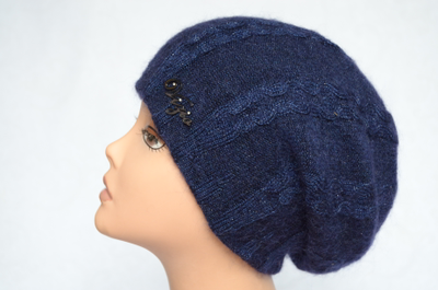 Берет синий из шерсти и мохера Vizio Италия 5294