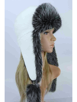 Ушанка "Норд" цвет белый + чернобурка