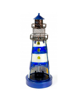 Подсвечник "Маяк" Nauticalia 55172 320мм синий из витражного стекла