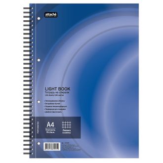 Бизнес-тетрадь 100л, А4, LightBook, спираль, синий, клетка