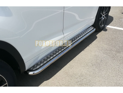 Пороги с накладным листом	d53 для Toyota Highlander (2017-2020)