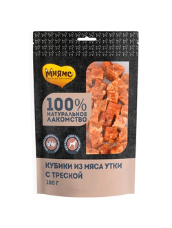 Лакомство Мнямс для собак кубики из мяса утки c треской 100 г