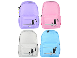 Рюкзак подростковый, 43,5x29x13 см, ПЭ, 1 отд, 3 карм,принт в форме котиков, 4 цвета