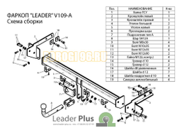 Фаркоп Лидер-Плюс для Volkswagen Sharan 2000-2010