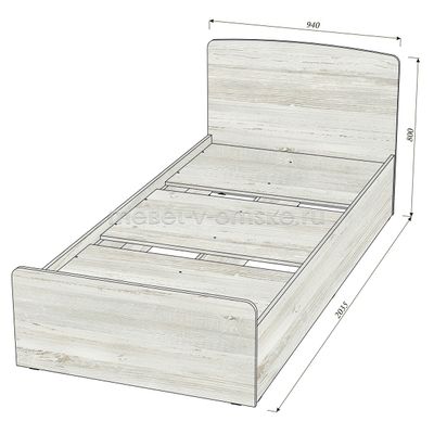 ШМ037 Кровать Орбита (900). Размер: 940*800*2035. Спальная зона: 900*2000.