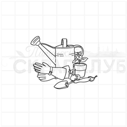 Штамп лейка, перчатки, совок, рассада