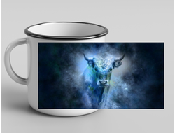 Кружка металлическая эмалированная с символикой "Быка" №9