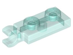 Plate, Modified 1 x 2 with Clip on End Horizontal Grip, Trans-Light Blue (63868 / 6375974)