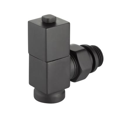 Набор дизайн-вентилей Royal Thermo CUBE, угловой (чёрный) 1/2"