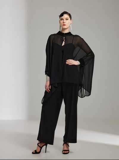 Вечерний полупрозрачный топ - накидка