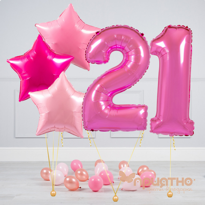 CЕТ ИЗ ВОЗДУШНЫХ ШАРОВ "ОТТЕНКИ ФУКСИИ"