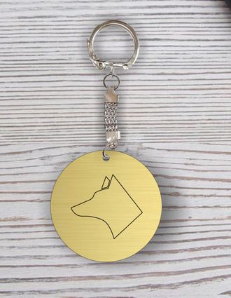 Брелок с гравировкой золотой талисман собака №6