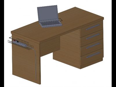 Корзина для фиксации источников питания (крепление под столешницей) 490х105х80 мм, металлик серебристый