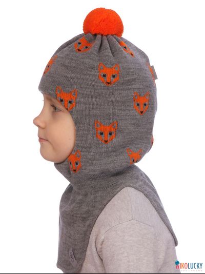 Шапка-шлем  20101-07, цвет серый,оранжевый, р. 52-54