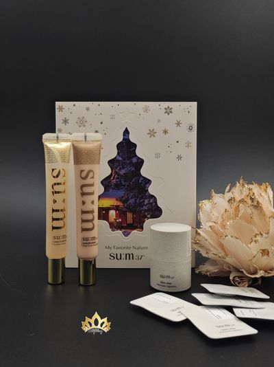 SU:M37 Лимитированный набор для безупречного макияжа: золотая база, тональный и липсерин