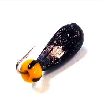 Мормышка свинцовая Уралка цвет черн+желт арб вес.1.85gr.16mm. d-5.5mm.