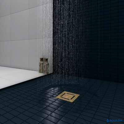 Трап водосток ZENTRUM Norma 150х150 Вертикальный выпуск (Золото)