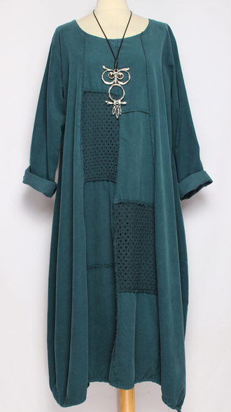 Платье Бохо вельветовое "Сетка трикотажная спинка" горчичное, морская волна, малахит до р.56