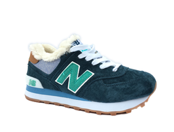 New Balance 574 Зеленые мех женские (36-40) Арт: 018F