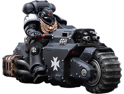 Байкер черных храмовников брат Вальтус Warhammer 40k) - КОЛЛЕКЦИОННАЯ ФИГУРКА 1/18 Space Marines Black Templars Outriders Brother Valtus + Space Marines Black Templars Outriders (JT2856  + JT2849) - JOYTOY