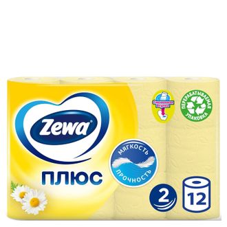 Бумага туалетная Zewa-Plus 2сл желт втор втул 23м 184л 12рул/уп 144089