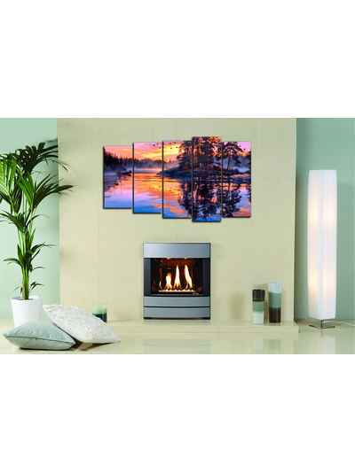 Модульная картина "Рассвет над тайгой"