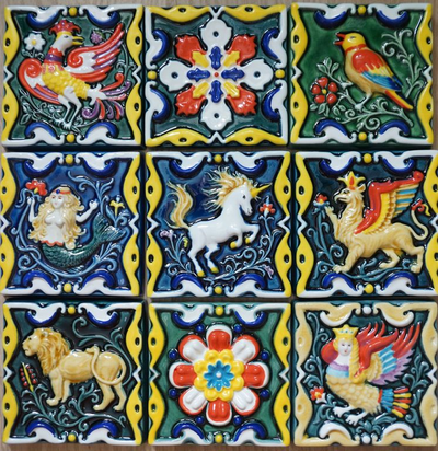 Керамическая плитка "Русские изразцы" (цветная)
