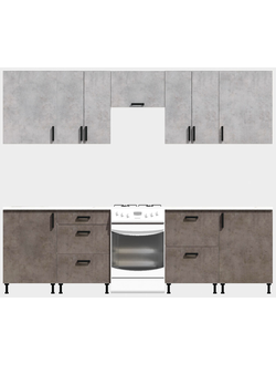 Кухня Эконом 2,4 метра (1200х1200) Цвет: Цемент светлый/Цемент темный