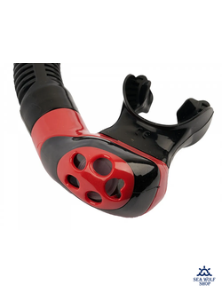 Трубка для дайвинга Sargan "МАКСИМА"сухая 2 клапана, черно-красный силикон