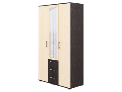 Шон-12 Шкаф распашной с зеркалом 2100х1200х540 Венге/Дуб молочный