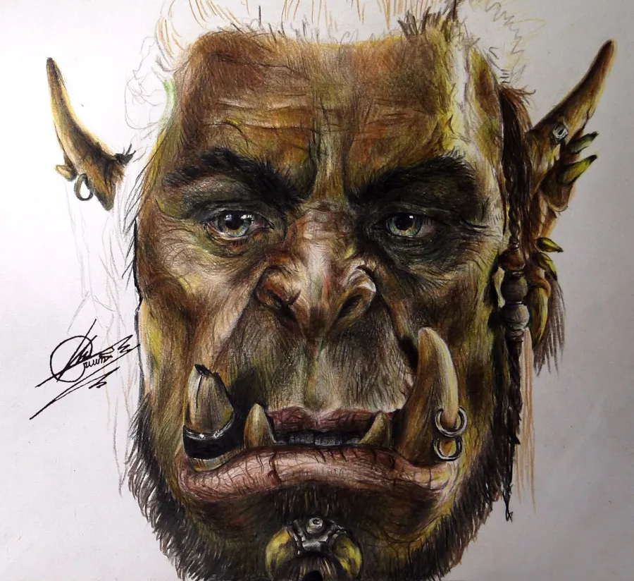 Дуротан. Варкрафт (Warcraft). Рисунок карандашом по фото. ИВан Субботин.