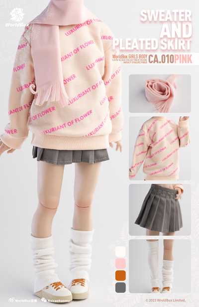 Женский комплект с толстовкой (розовая) и юбкой 1/6 Clothing set pink (CA010) - Worldbox