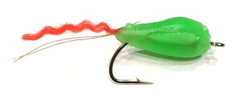 Приманка Малек-Гаврик 25мм, крючек №1, цвет №20 - Шартрез (UV), хвостик распушенный красный
