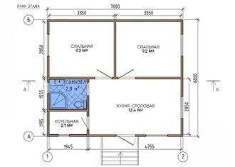 Каркасный одноэтажный дом 42 М²