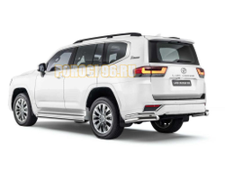Защита заднего бампера d76+d42 уголки Rival для Toyota Land Cruiser 300 V-3.5; 4.0.2021-