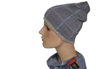 Шапка Vizio 1209 CY серая с фиолетовым