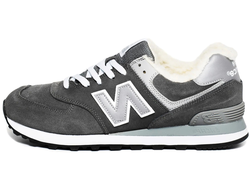 New Balance 574 Grey White с мехом