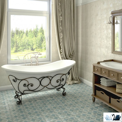 Ванна Эстет Бостон 180 x 74 см Отдельностоящая из литьевого мрамора