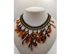 Колье из Чешского бисера и янтаря