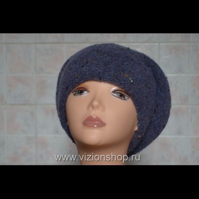 Новый берет женский зима 2017 - 2018 Vizio Италия 5841 вязаный голубой