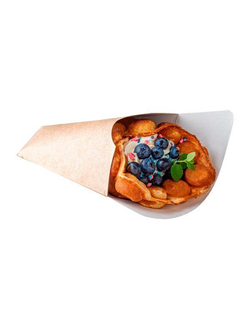 Упаковка-конус для картофеля/вафель (крафт/бел), 210*197мм