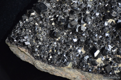 Меланит (разн. граната), друза, с пиритом, эпидотом, самородной медью - 310*235*100мм (ААА)