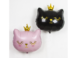 Фольгированный шар "Котенок Принцесса, Черный"