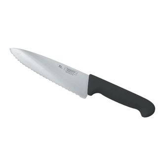 Нож поварской 25 см, черная пластиковая ручка, волнистое лезвие
